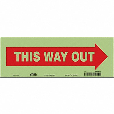 CONDOR 480K11 Safety Sign 5 in x 14 in Glow Vinyl