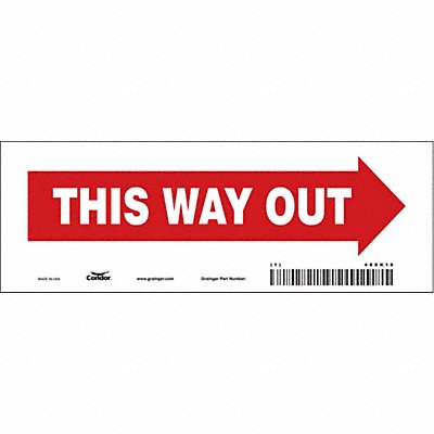 CONDOR 480K16 J7058 Safety Sign 3 1/2 in x 10 in Vinyl