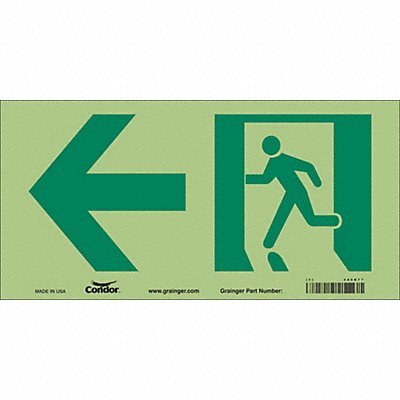 CONDOR 480K77 Safety Sign 7 in x 15 in Glow Vinyl