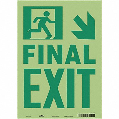 CONDOR 480L05 Safety Sign 14 inx10 in Glow Vinyl