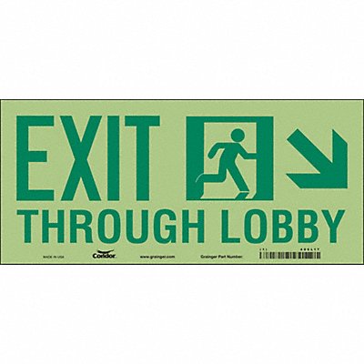 CONDOR 480L17 Safety Sign 10 in x 22 in Glow Vinyl