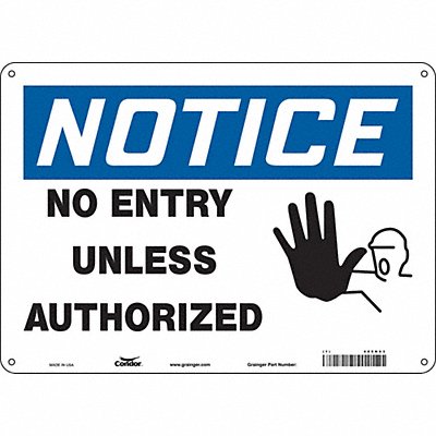CONDOR 480N63 Safety Sign 10 inx14 in Polyethylene