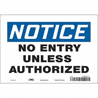 CONDOR 480N71 Safety Sign 7 in x 10 in Vinyl