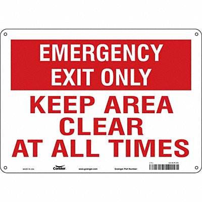 CONDOR 480P29 Safety Sign 10 in x 14 in Polyethylene