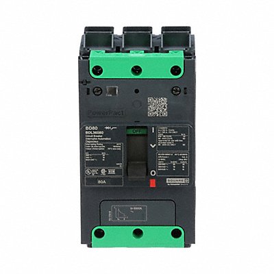 SQUARE D BDL36080 Circuit Breaker 80A 3P 525VAC BDL
