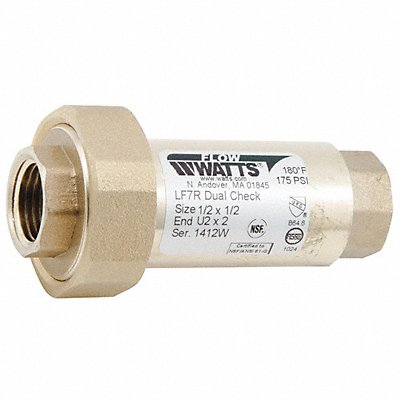 WATTS LF7RU22 Dual Check Valve Copper Alloy 1/2 FNPT