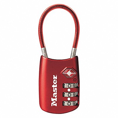 MASTER LOCK 4688DRED Combination Padlock 1 2/3 in Oval Red