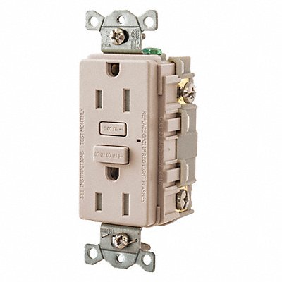 GRAINGER GFT15LA GFCI Receptacle Self-Testing 2 Poles