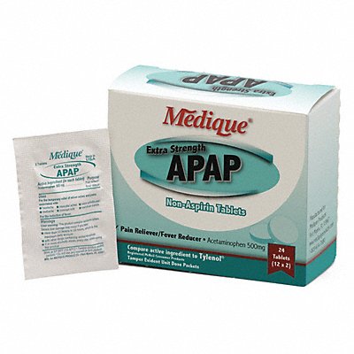 GRAINGER 17564 Acetaminophen Pain/Fever 500mg PK24