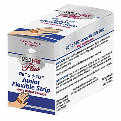 GRAINGER 100250 Strip Bandages 1.5 x7/8 Fabric PK50