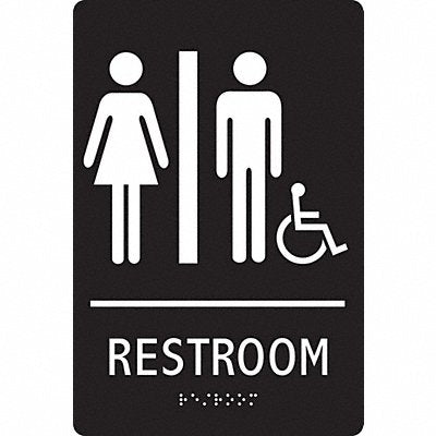 CONDOR 483U10 ADA Braille Facility Sign 9x6in Plastic