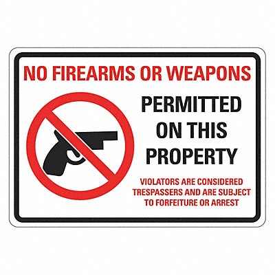LYLE LCU10104RA14x10 Reflective No Weapons Sign 10x14in Alum