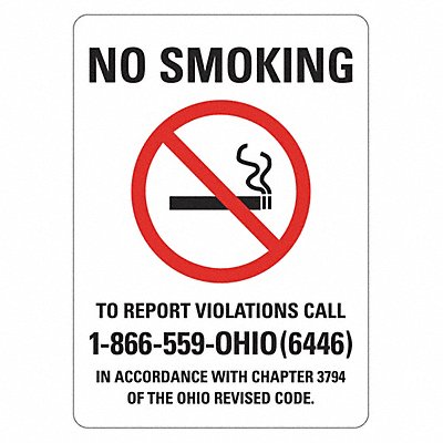 LYLE LCU10192ED7x10 No Smoking Sign 10inx7in Non-PVC Polymer
