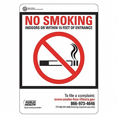 LYLE LCU10197RA10x14 Reflective No Smoking Sign 14x10in Alum