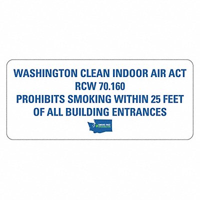 LYLE LCU12010ED7x3 No Smoking Sign 3inx7in Non-PVC Polymer