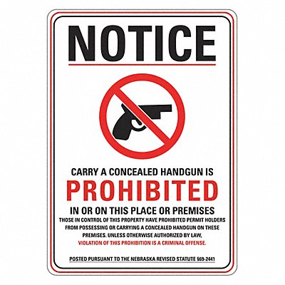 LYLE LCU10161ED10x14 Eco Weapons Notice Sign 14 in x 10 in