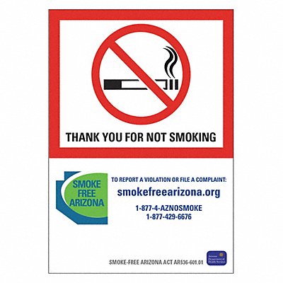 LYLE LCU10187RA10x14 Rflct No Smoking Sign 14x10in Aluminum