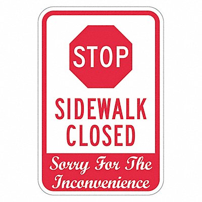 LYLE T15046EG12x18 Reflective Tripping Hazard Stop Sign 18x12in