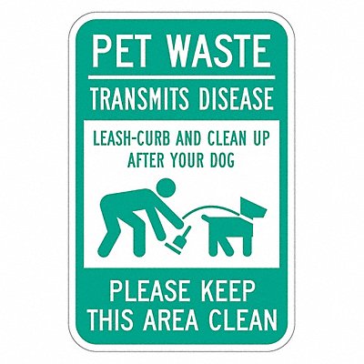 LYLE T13876RA12x18 Reflective Pet Waste Sign 18x12in Aluminum