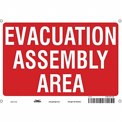CONDOR 485F42 Safety Sign 7 in x 10 in Polyethylene
