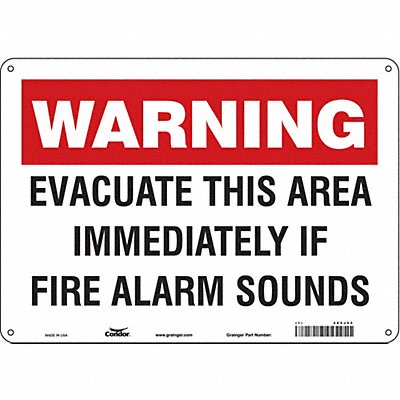 CONDOR 485J05 Safety Sign 10 in x 14 in Aluminum