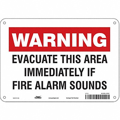 CONDOR 485J06 Safety Sign 7 in x 10 in Polyethylene