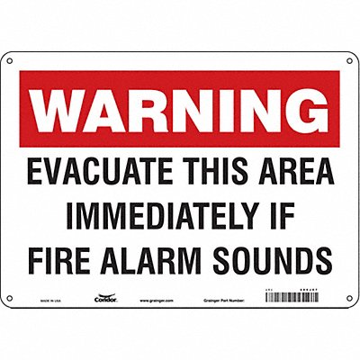 CONDOR 485J07 Safety Sign 10 in x 14 in Polyethylene