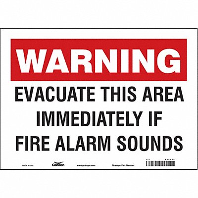 CONDOR 485J09 Safety Sign 10 in x 14 in Vinyl