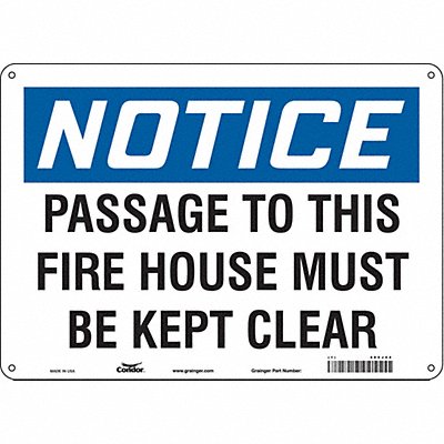 CONDOR 485J44 Safety Sign 10 in x 14 in Aluminum