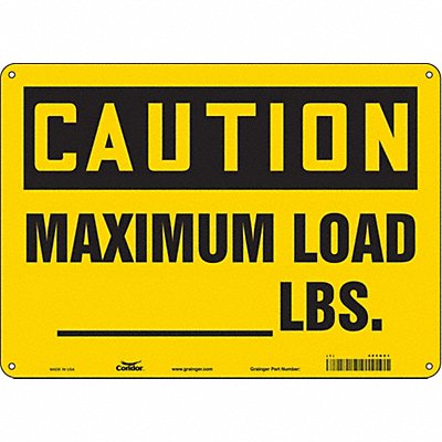 CONDOR 485K01 J8614 Safety Sign 10 in x 14 in Aluminum