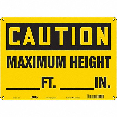 CONDOR 485K07 Safety Sign 10 inx14 in Aluminum