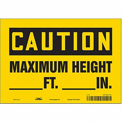 CONDOR 485K10 Safety Sign 7 inx10 in Vinyl