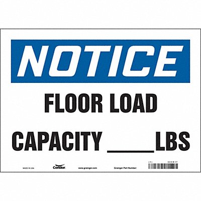 CONDOR 485K17 Safety Sign 10 in x 14 in Vinyl