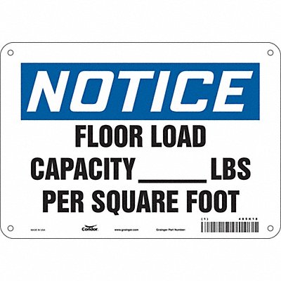 CONDOR 485K18 Safety Sign 7 in x 10 in Aluminum