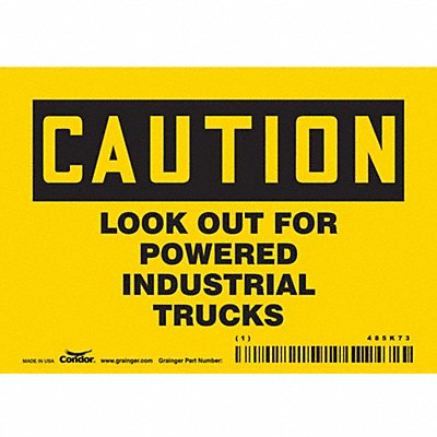 CONDOR 485K73 Safety Sign 3.5in x 5in Vinyl