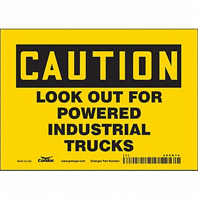 CONDOR 485K74 Safety Sign 5 in x 7 in Vinyl