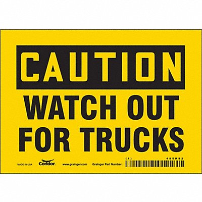 CONDOR 485K82 Safety Sign 5 inx7 in Vinyl