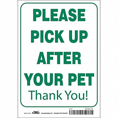 CONDOR 485L54 Safety Sign 10 in x 7 in Polyethylene