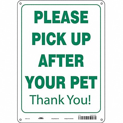 CONDOR 485L55 Safety Sign 14 in x 10 in Polyethylene