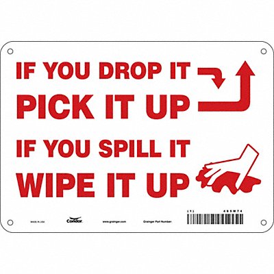 CONDOR 485M74 Safety Sign 7 in x 10 in Polyethylene