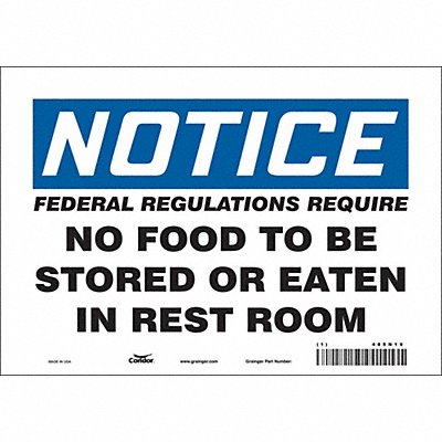 CONDOR 485N19 Safety Sign 7 in x 10 in Vinyl