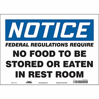 CONDOR 485N20 Safety Sign 10 in x 14 in Vinyl