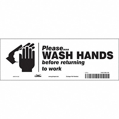CONDOR 485N49 Safety Sign 3 1/2 in x 10 in Vinyl