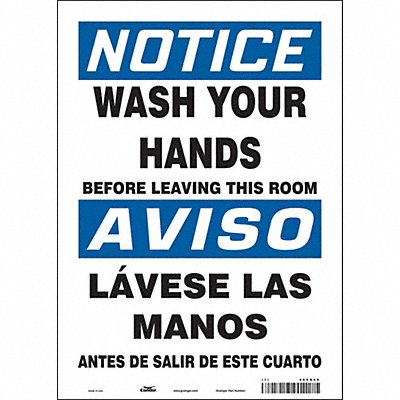 CONDOR 485N69 Safety Sign 14 in x 10 in Vinyl