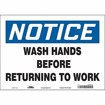 CONDOR 485N86 J7172 Safety Sign 10 in x 14 in Vinyl