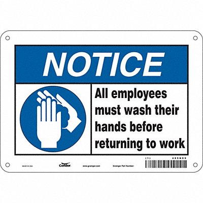 CONDOR 485N89 Safety Sign 7 in x 10 in Polyethylene