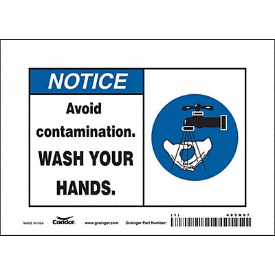 CONDOR 485N97 Safety Sign 5 in x 7 in Vinyl