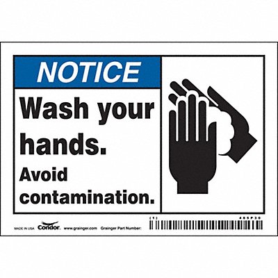CONDOR 485P30 Safety Sign 3 1/2 in x 5 in Vinyl