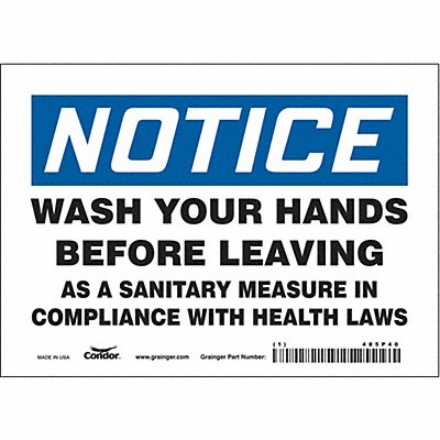 CONDOR 485P40 Safety Sign 5 in x 7 in Vinyl