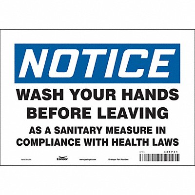 CONDOR 485P41 Safety Sign 7 in x 10 in Vinyl